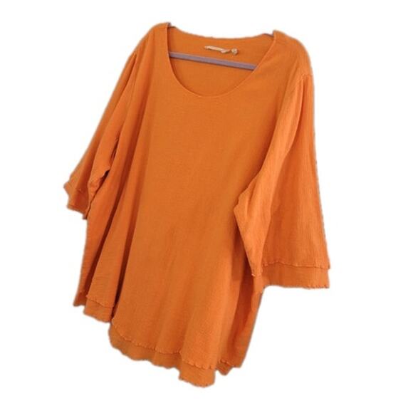 Soft Surroundings 100% Cotton Top Women's Size‎ 2x Orange Gauzey Lightweight - Picture 2 of 9